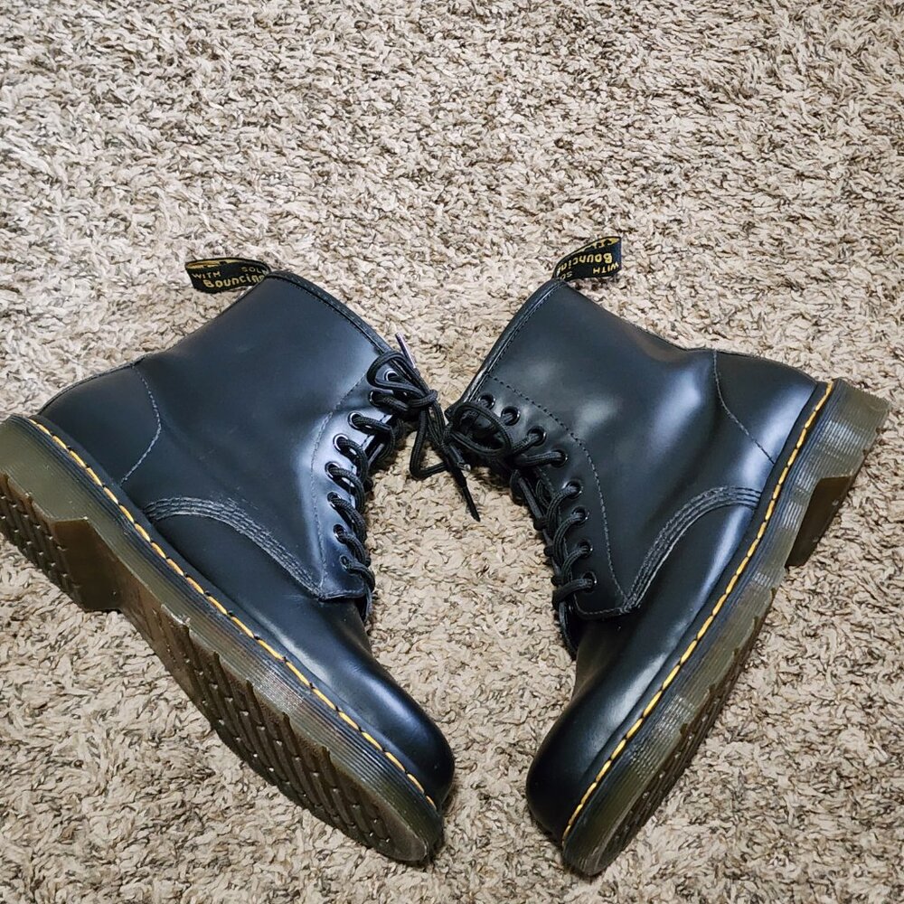 Dr Marten 1460 Black Smooth Leather Lace Up Boots Women's Size 9 - Picture 5 of 14